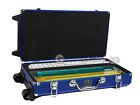 American Mahjong Set (Modern Pushers - Wheeled Aluminum Case - White Tiles) Blue